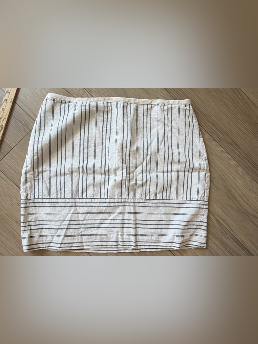 Madewell Linen Blend Gamine Mini Skirt White Blue Sz 12 Lined